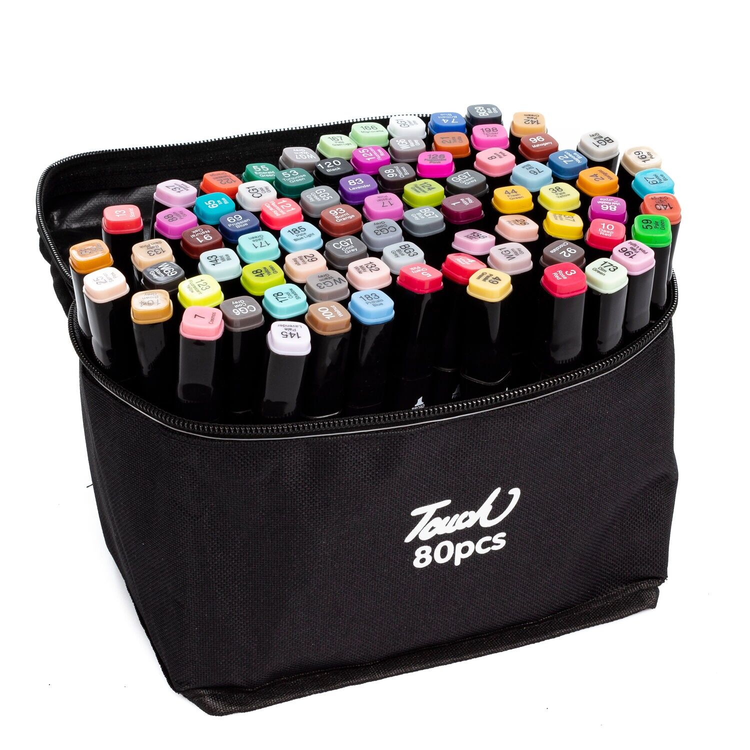 Set di 80 pennarelli in colori assortiti. Doppia punta: fine e larga nello stesso pennarello.