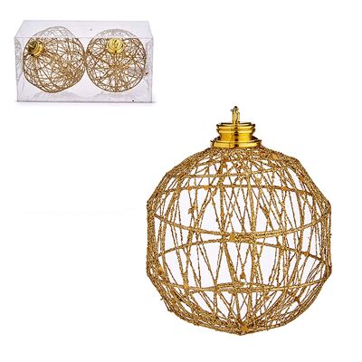 Paquet de deux boules de Noël découpées. Couleur : Or