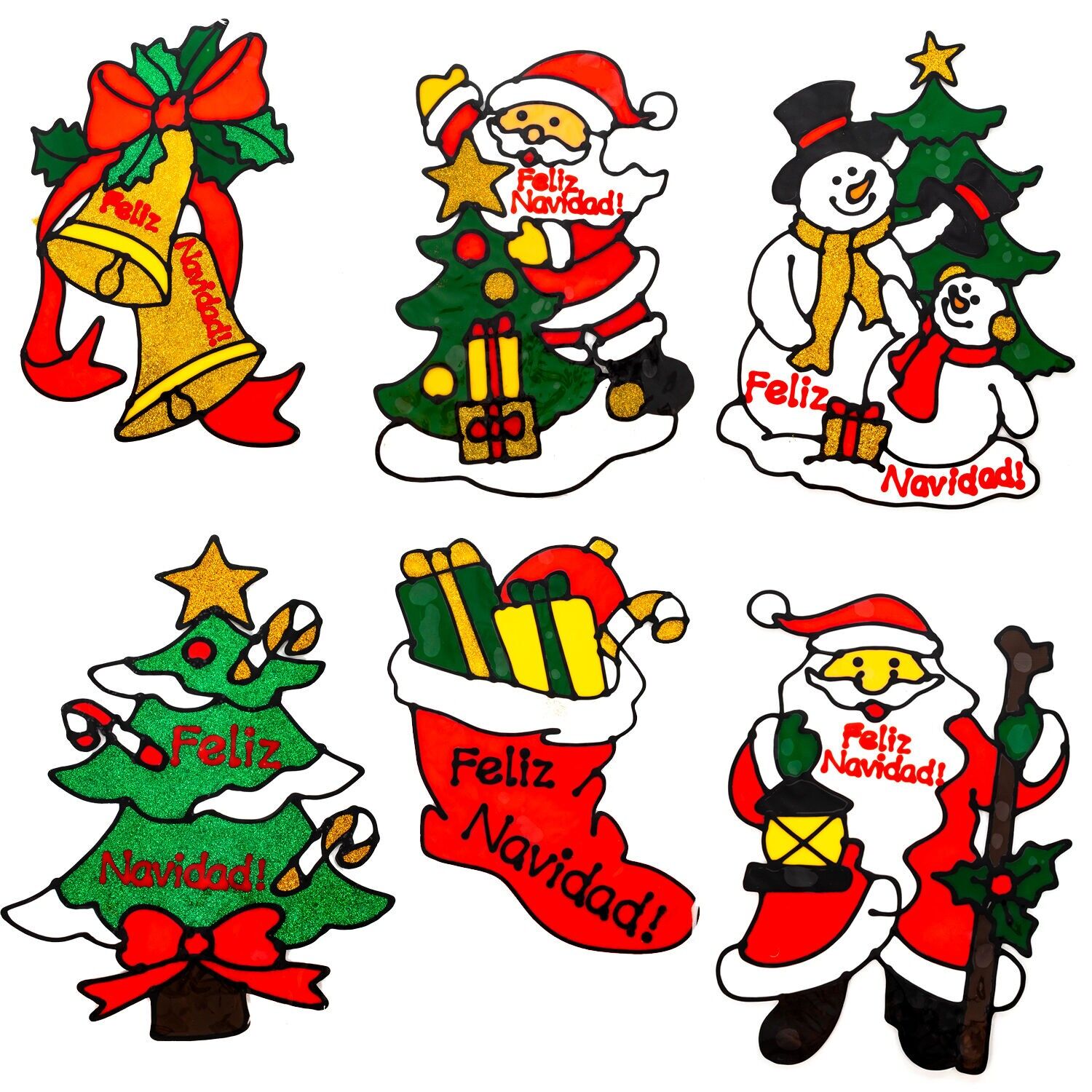 Confezione da 4 adesivi in ​​gel per finestre, 30x20cm. Disegni assortiti. Colore:Multicolore