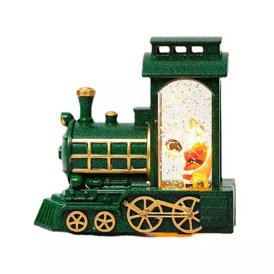 Le Père Noël dans un train avec des lumières LED. Couleur : Vert foncé