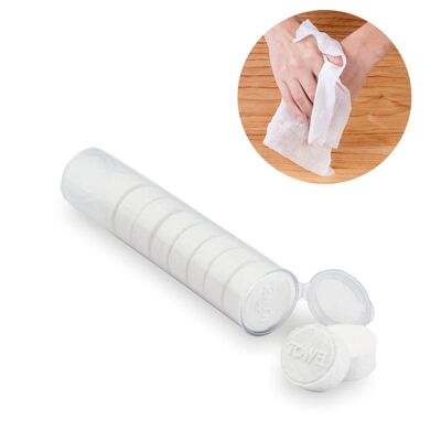 Compac, a set of 10 cellulose wipes that expand upon contact with water up to 23x23cm.Color: White