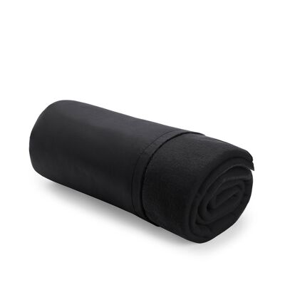 Thiago, 120x150cm 180g/m2 Polar Fleece blanket with cover.Color: Black