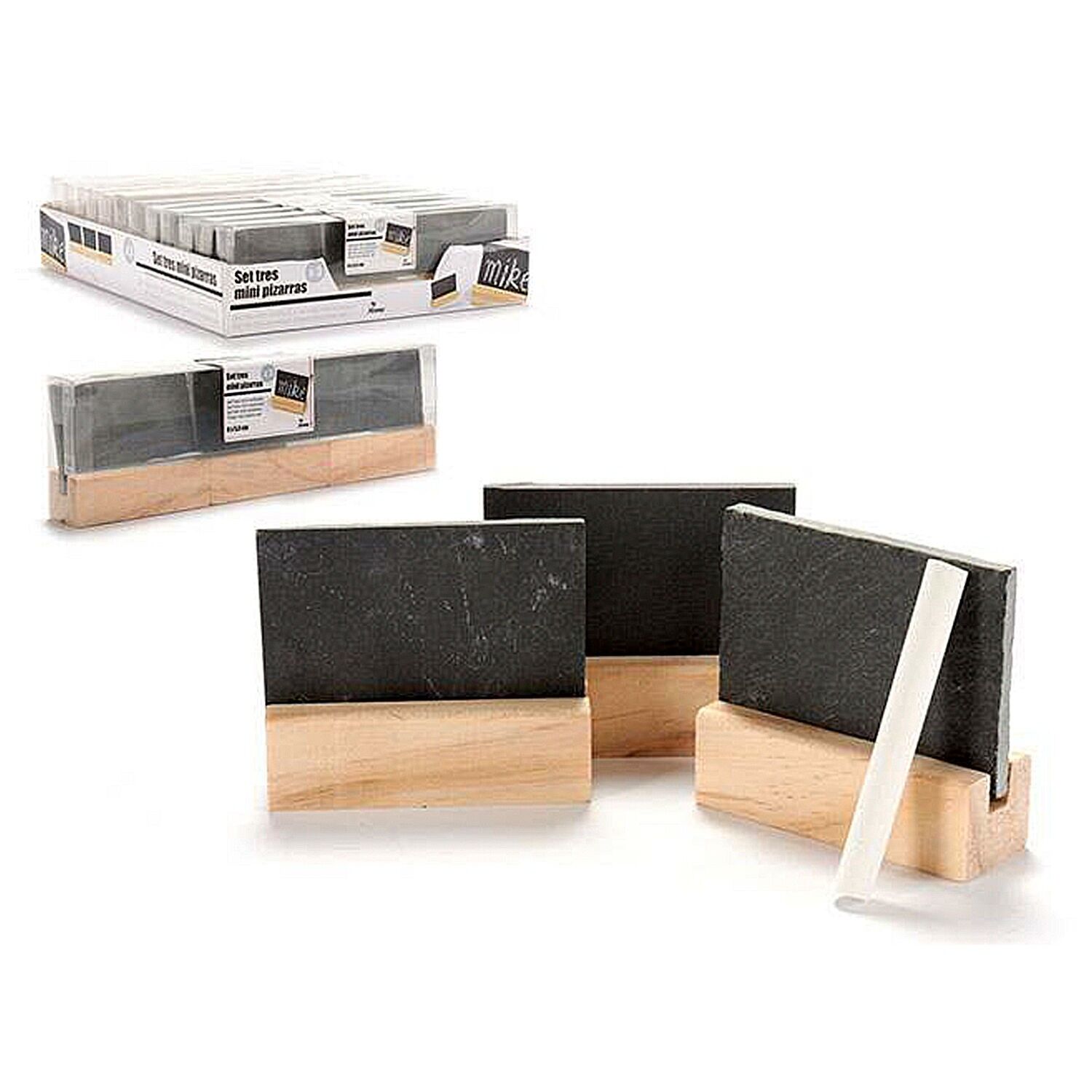 Set di 3 mini lavagne con supporto e gesso per scrivere i tuoi messaggi.Colore: marrone chiaro