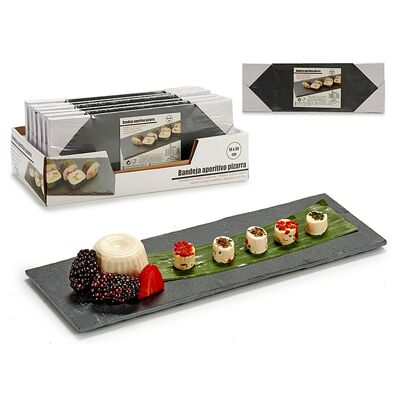 Pizarra aperitivo rectangular 10x30cm Color:Negro