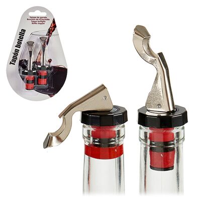 Set of 2 metal silicone bottle stoppers.Color: Red
