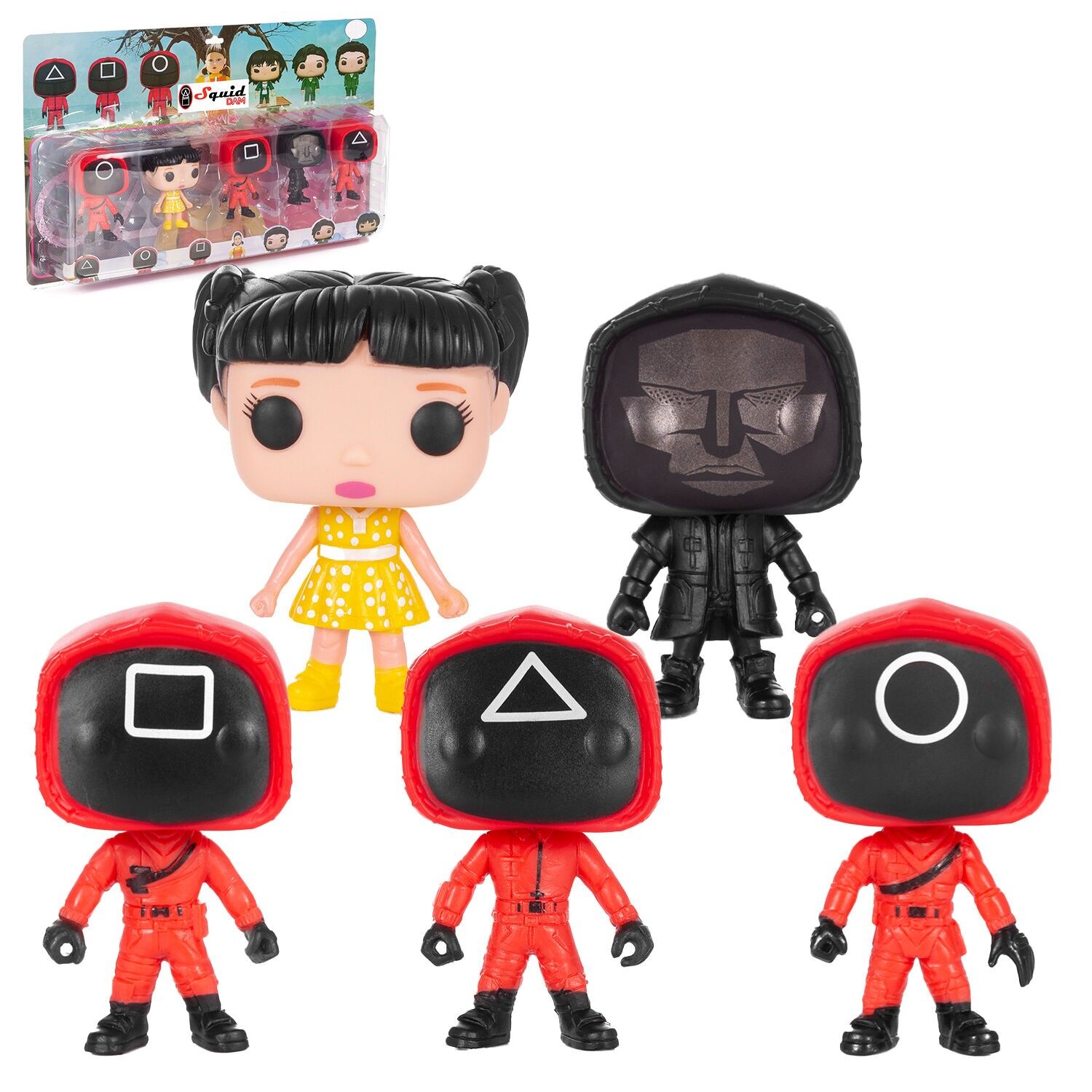 Confezione da 5 personaggi di calamari da 10 cm, modelli assortiti. Presentato in blister. Colore:Multicolore