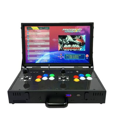 Consola retro ARCADE PRO 3D 128Gb (8520 juegos) WIFI con PANDORA FORREST . Pantalla 19" FULL HD. Maletin plegable y portátil para 2 jugadores. Color:Negro