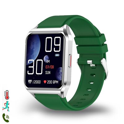 H60 Smartwatch with App Notifications, 7 Sports Modes. Health monitor with thermometer.Color: Green