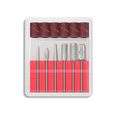 Kit di punte per trapano per lucidatrici elettriche per unghie. Include 6 tipi + 6 testine di limatura.Colore: grigio
