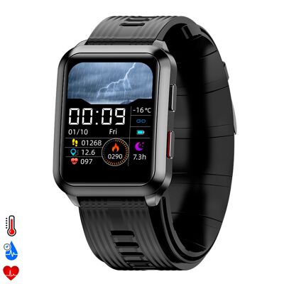Smartwatch P60 con bomba de aire y balón prueba de presión arterial real. Termómetro corporal, frecuencia respiratoria. Color:Negro
