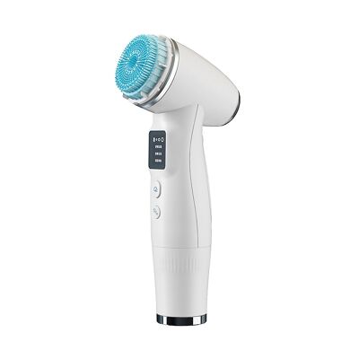 Skin Scrubber electric facial cleansing brush, exfoliator and massager. 2 heads.Color: White