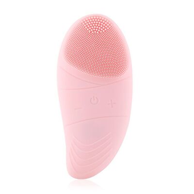Facial cleansing brush with silicone head. Massager, cleanser and exfoliator. Rechargeable battery.Color: Light Pink