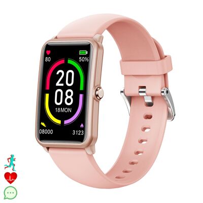 Bracelet intelligent H86B avec tensiomètre et moniteur de fréquence cardiaque. Différents modes sportifs, submersible, notifications d'applications.Couleur : rose
