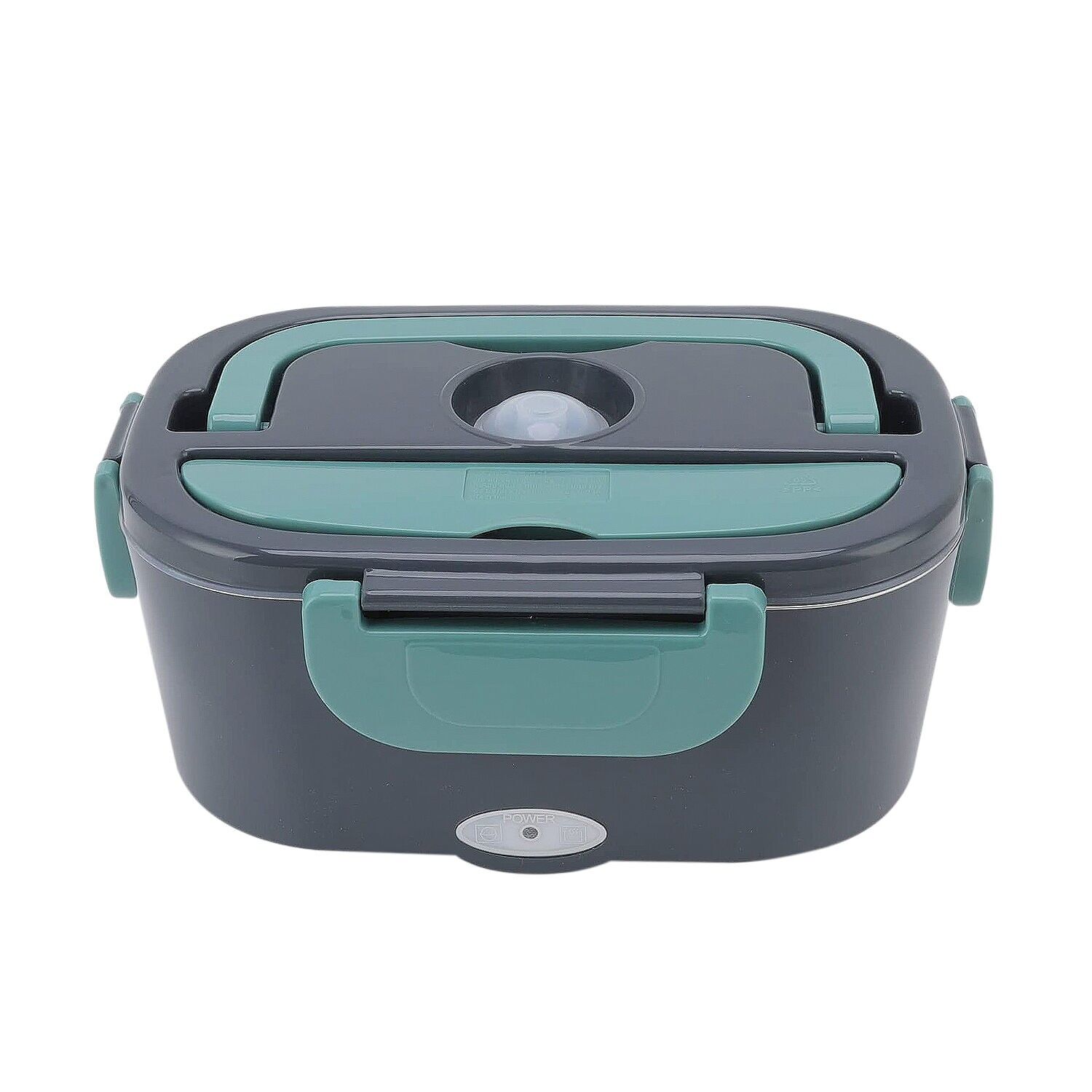 Lunch box elettrico da 40 W, 1500 ml. Riscalda il cibo al suo interno. Adattatore di alimentazione e per auto. Include posate e custodia.Colore: blu petrolio/verde