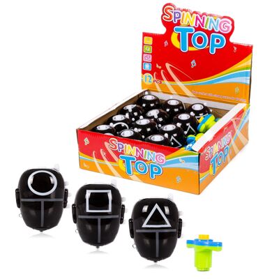 Expositor 12 uds. Spinning Top Squid con luces led de colores y música. Modelos Vigilantes surtidos. Color:Negro