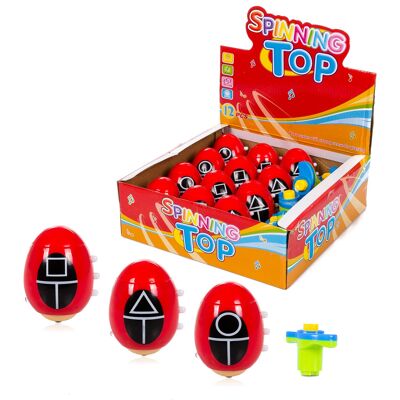 Expositor 12uds. Spinning Top Squid Egg con luces led de colores y música. Modelos Vigilantes surtidos. Color:Rojo