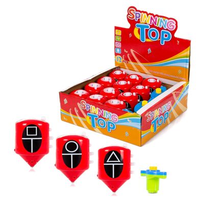 Expositor 12uds. Spinning Top Squid Bucket con luces led de colores y música. Modelos Vigilantes surtidos. Color:Rojo