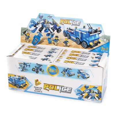 Présentoir pour 2 unités DMAK0468C30 : camion de police et robot 2 en 1, 311 pièces. Construisez 4 mini modèles individuels ou 2 modèles moyens.Couleur : Bleu