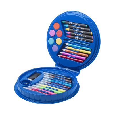 Trinen : Coffret de dessin et de peinture de 29 pièces, dans un coffret design circulaire.