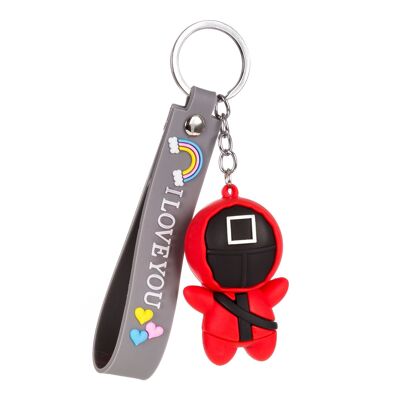 Porte-clés 3D Squid rouge avec pendentif en silicone de couleur aléatoire.