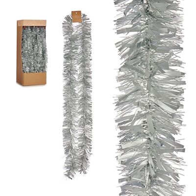 Guirlande de Noël Boa en pin argenté 200x8 cms.