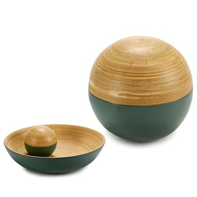 Bola de bambú decoración verde mate 10 cm.