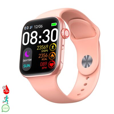 Montre connectée T900 Pro 8 avec écran 1,8 HR, moniteur de fréquence cardiaque et d'oxygène dans le sang. Différents modes sportifs, notifications d'applications.