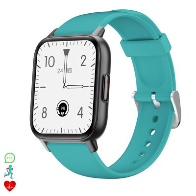Montre connectée QS16 avec thermomètre corporel, tensiomètre et moniteur d'O2. 24 modes sportifs, notifications d'applications.