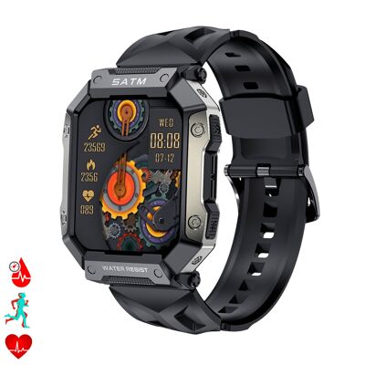 PG333 Outdoor-Smartwatch, 5 ATM wasserdicht, staub- und stoßfest. Mit Herzfrequenz-, Blutdruck- und O2-Monitor.