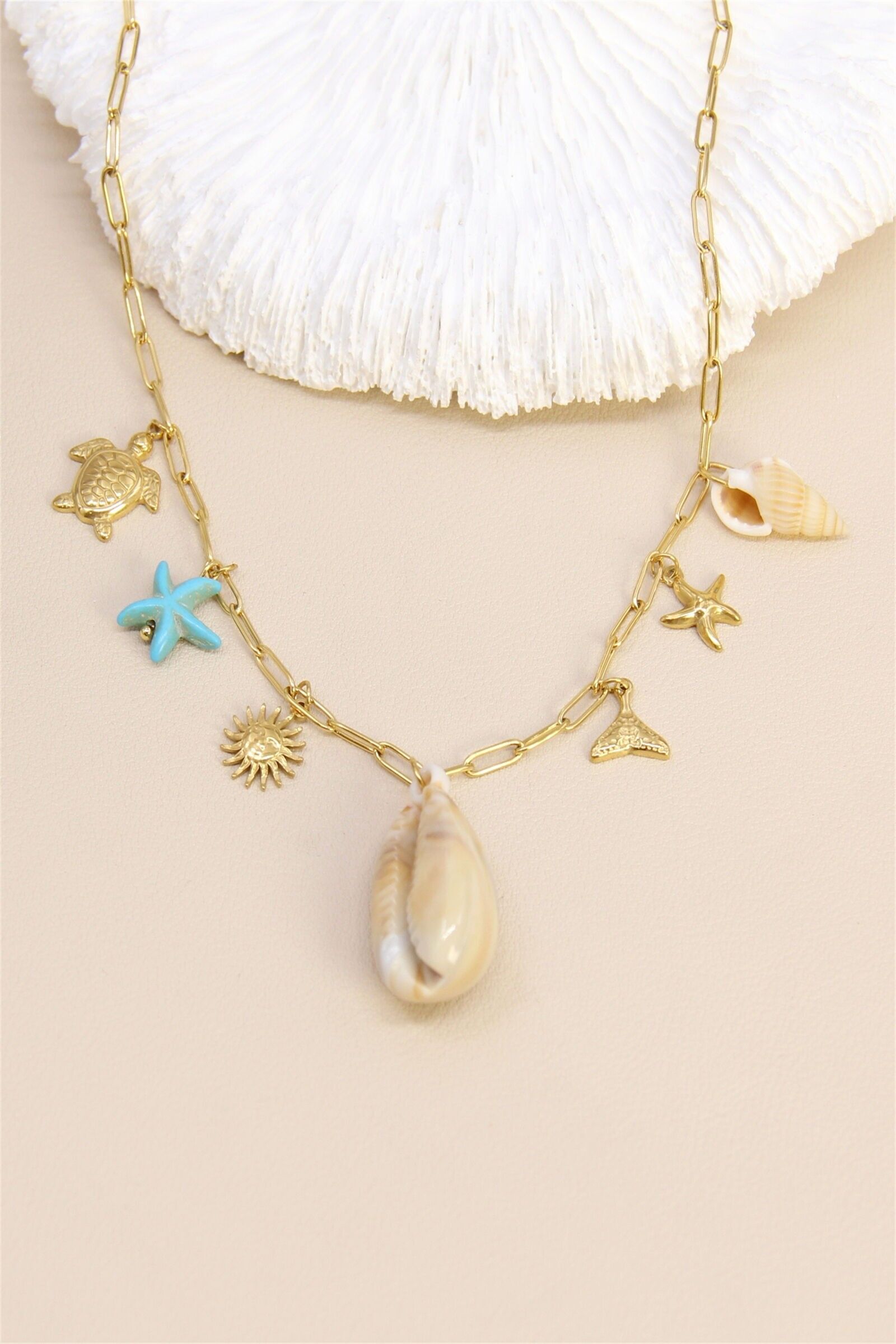 Collier Charms Coquillage & Océan – Acier inoxydable