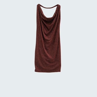 Robe à décolleté drapé en rouge vif