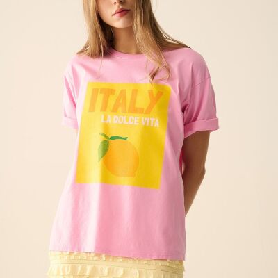 Camiseta con estampado gráfico rosa bebé La Dolce Vita de Italia