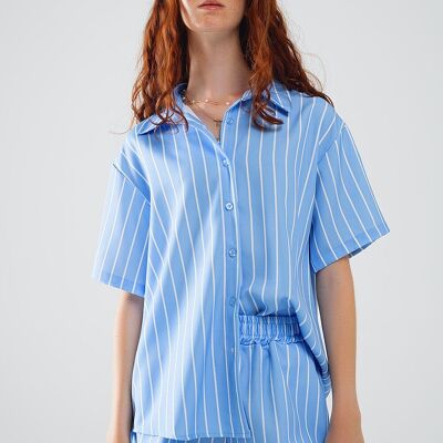 Camisa de manga corta de rayas azules