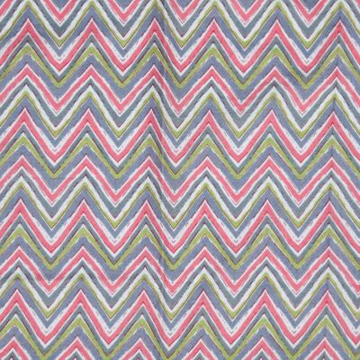 Multicolour Zigzag Hand Block Printed Fabric - 10mts