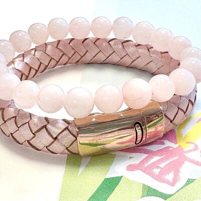 Conjunto de pulseras rosa verano