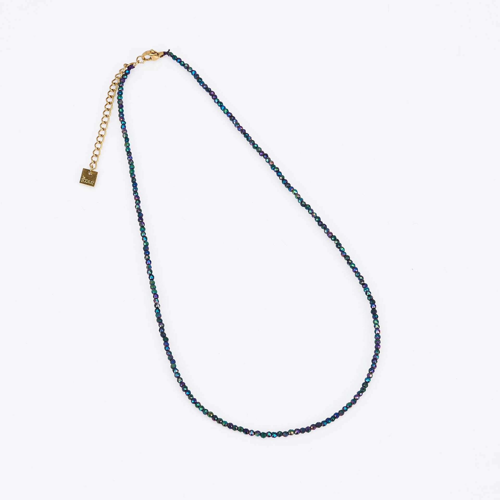 Collana girocollo in cristallo di vetro sfaccettato - Chiusura in acciaio inossidabile