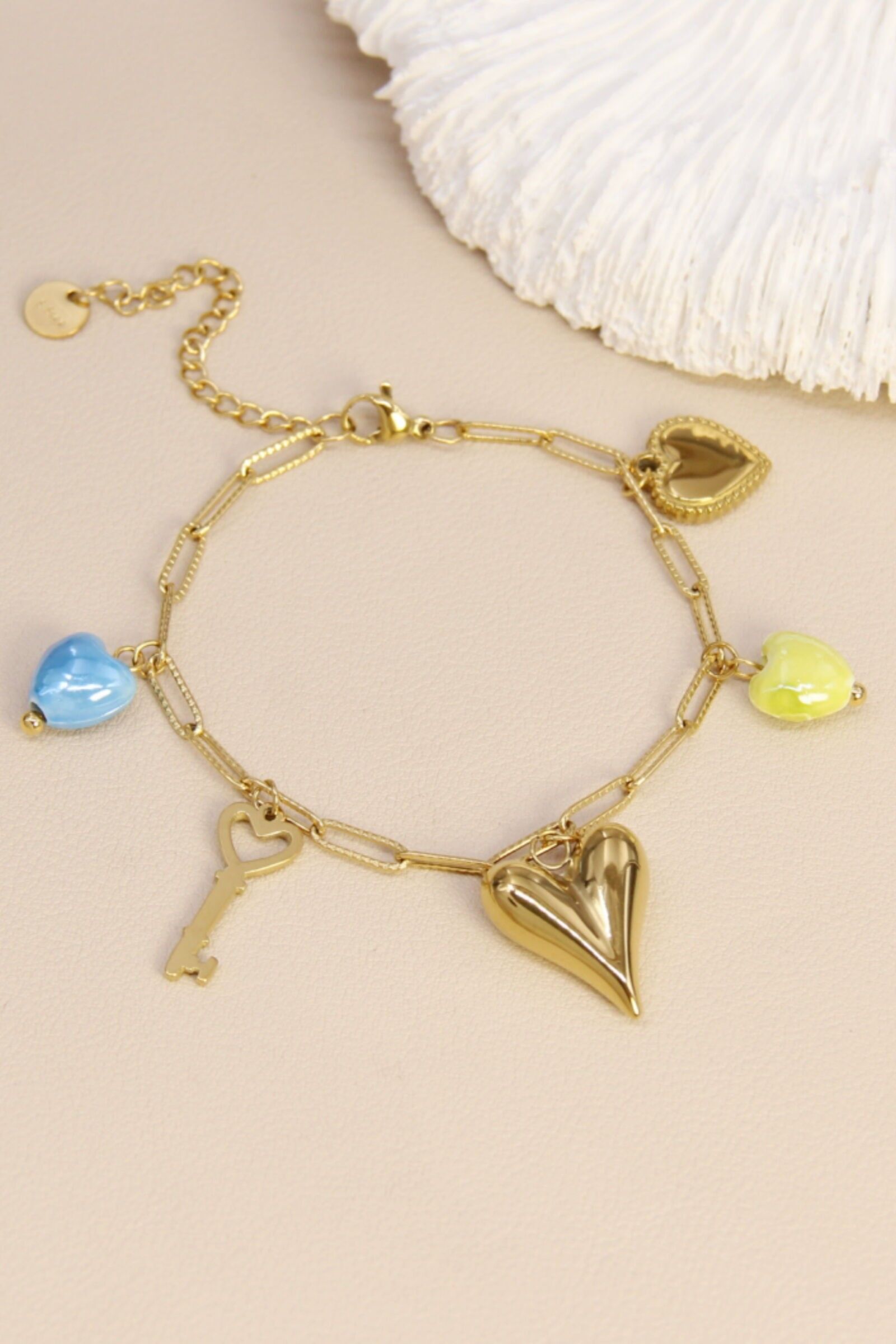 Herz & Schlüssel Armband - Vergoldeter Edelstahl