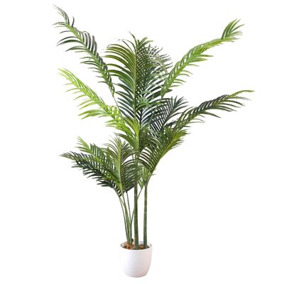 Palma artificiale da 160 cm con 15 foglie in vaso bianco