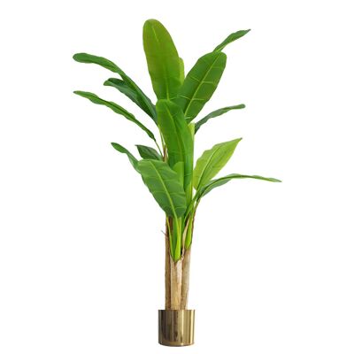Artificial Banana Tree Tropical Plant HUGE 6ft Gold Metal Planter
