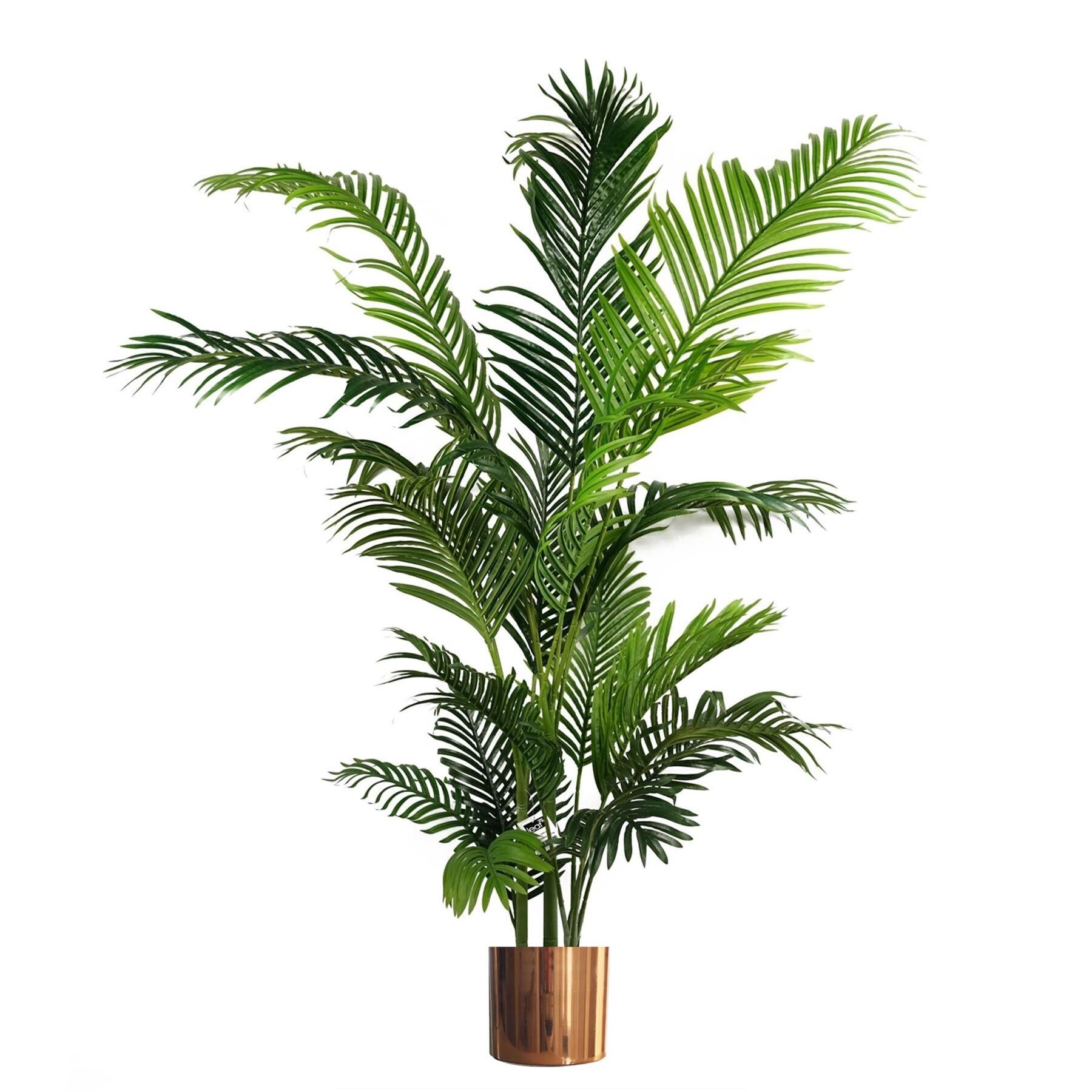 Palmera artificial extragrande - Maceta enorme de metal de cobre de 180 cm y 1,8 m