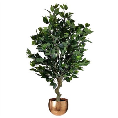 Albero di ficus artificiale da 100 cm, vaso in rame