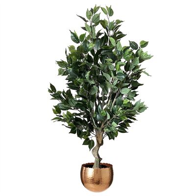 Fioriera in rame artificiale Premium Ficus Twist da 100 cm