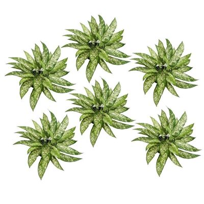Lot de 6 buissons d'Aglaonema artificiels ignifuges de 45 cm