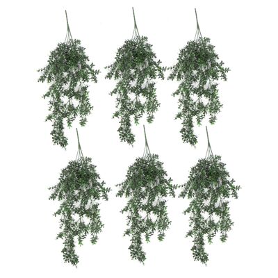 Confezione da 6 piante artificiali a foglia piccola, resistenti ai raggi UV e al fuoco, da appendere, 78 cm