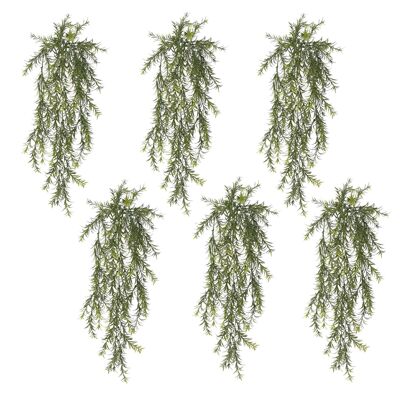 Lot de 6 fougères araignées artificielles suspendues résistantes aux UV et au feu 78 cm