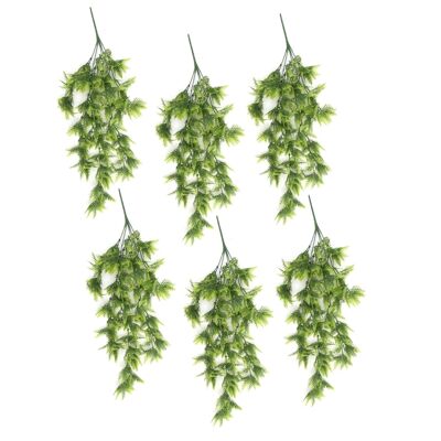 Lot de 6 fougères de Boston artificielles suspendues, résistantes aux UV et au feu, 75 cm