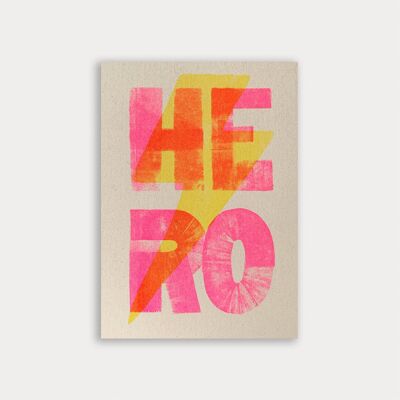Postal / Rayo / Héroe / Impresión Riso