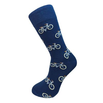 Calzini da bici in bambù blu navy e azzurro