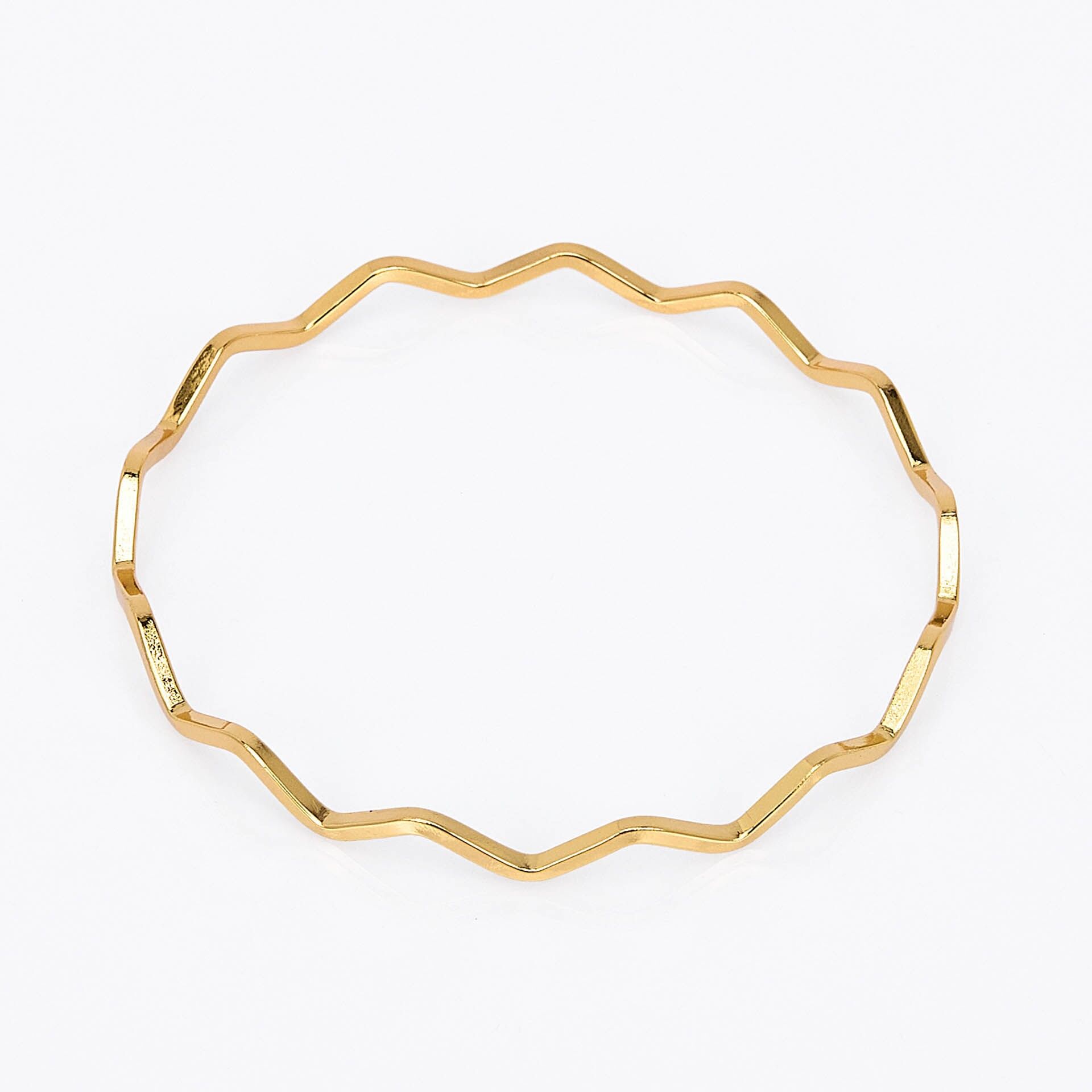 Stainless Steel Bangles - Minimalist Zigzag Shape - Set of 5