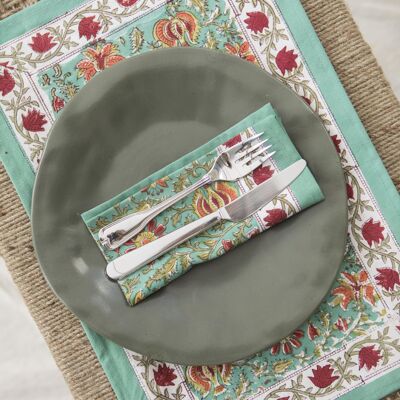 Ocean Green Placemats and Napkins Set - 6